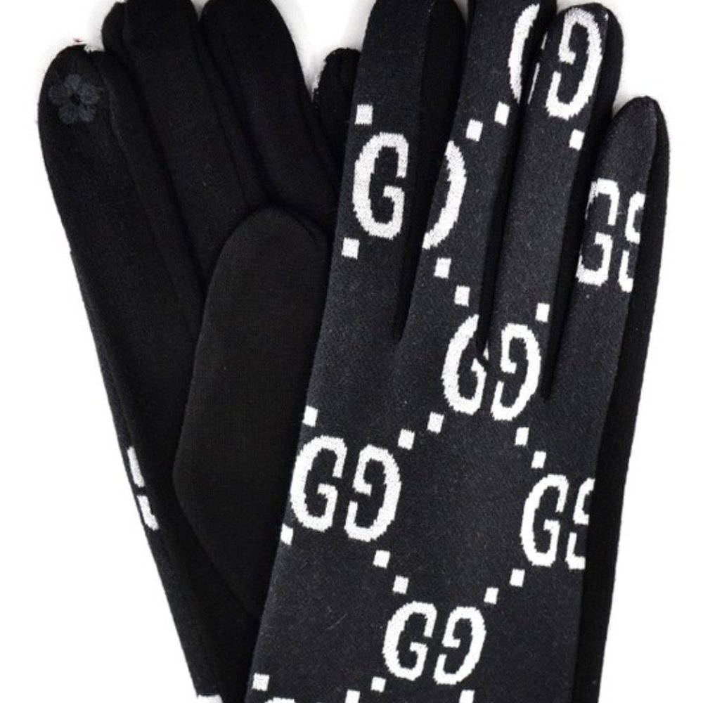 Black & White Fashion Luxury Touch Phone Gloves